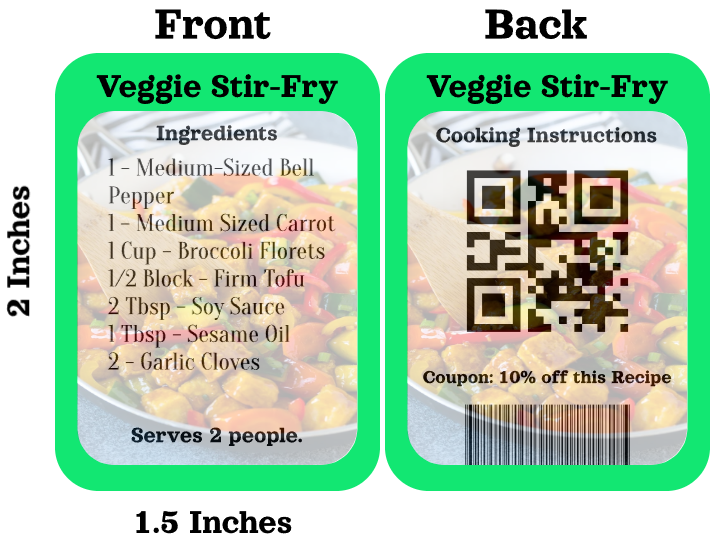 Vegetarian Recipe Card
